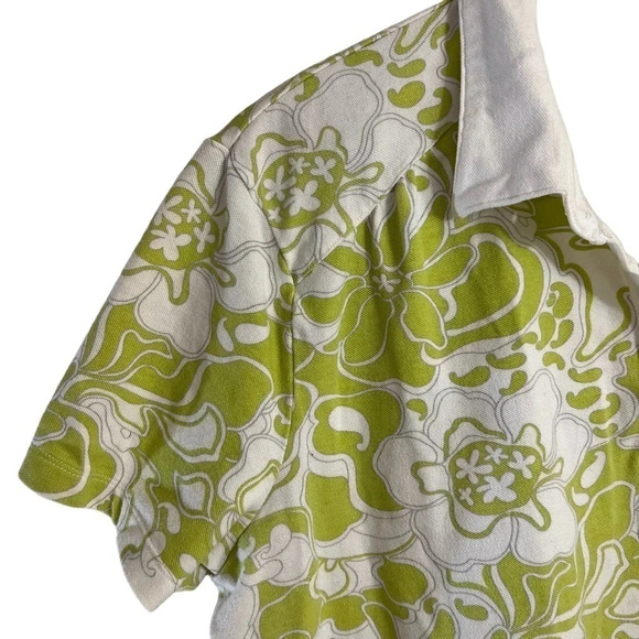 Classic Elements Floral Polo Size XL Green and White Short Sleeves Cotton Golf - Picture 3 of 5